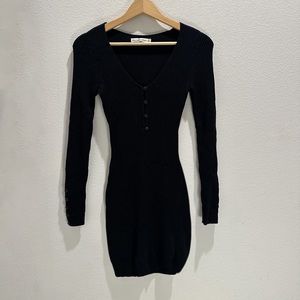 Abercrombie and Fitch Ribbed Black Bodycon Long Sleeve Dress
